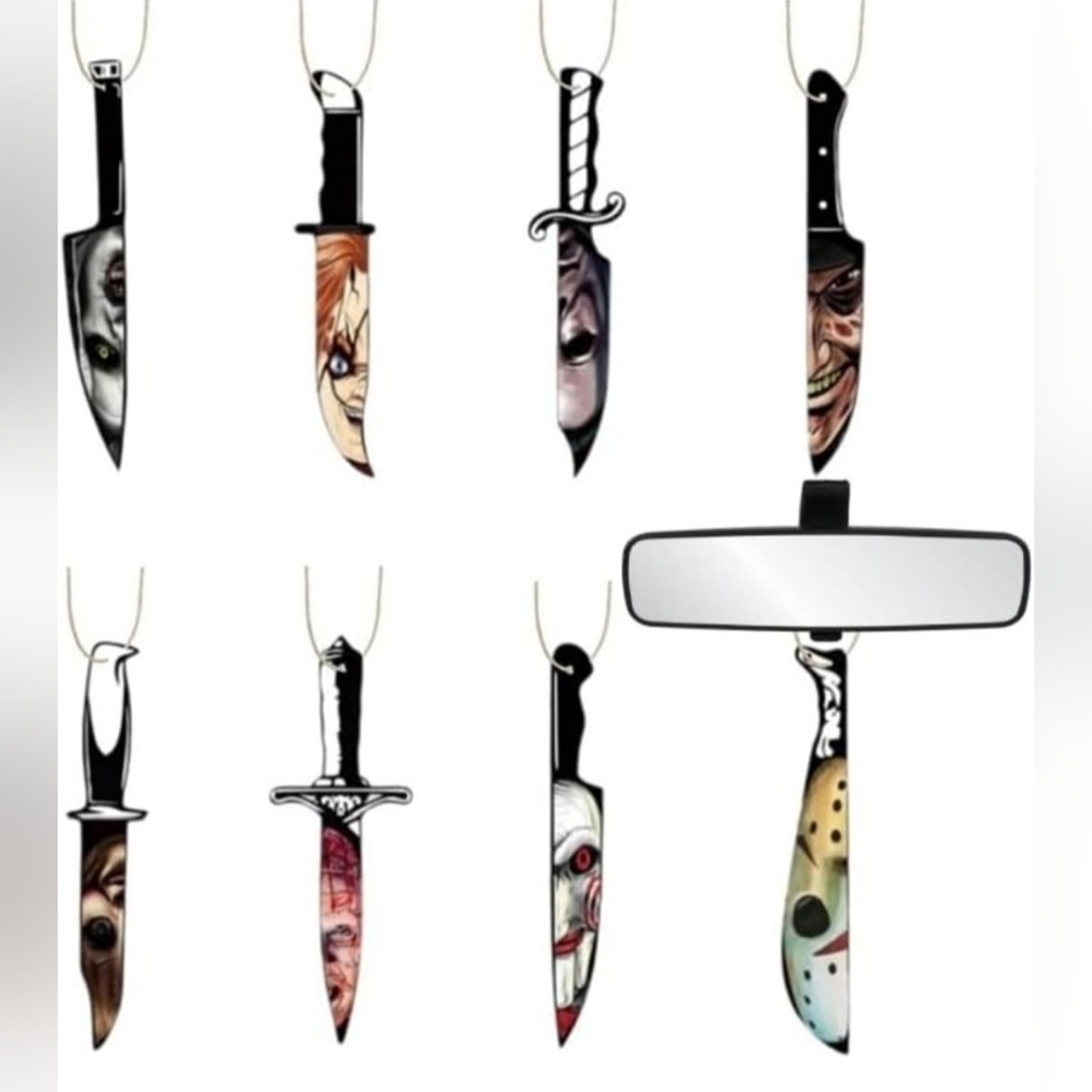Horror-Themed Wooden Knife Car Accessory - Picture 1 of 9